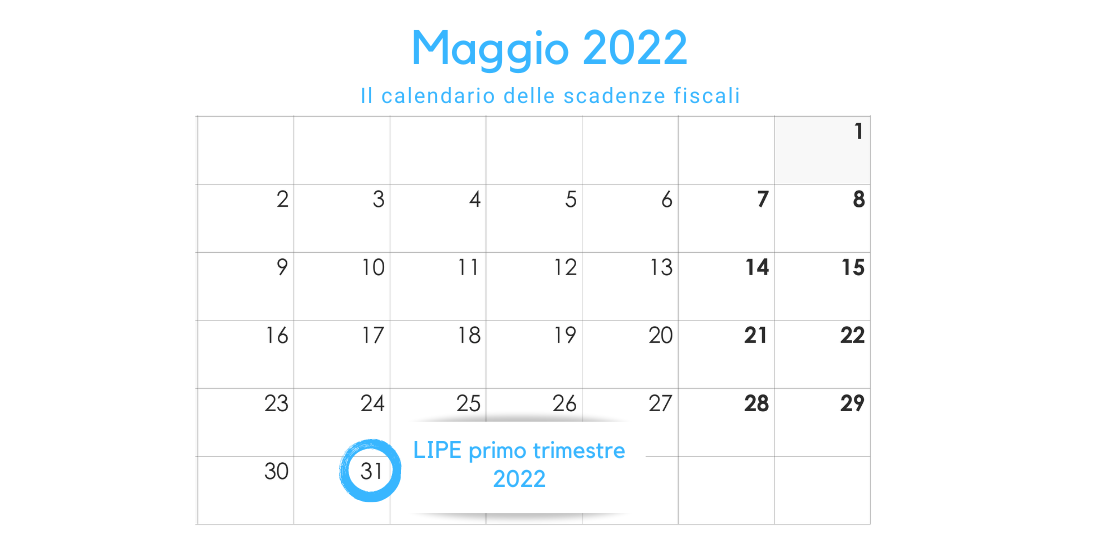 LIPE primo trimestre 2022 la scadenza il 31 maggio 2022 Scadenze Fiscali