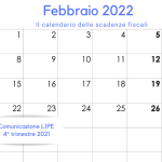 LIPE quarto trimestre 2021: scadenza 28 febbraio 2022, anche in caso di invio con dichiarazione IVA