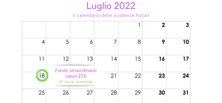 Fondo straordinario ristori ETS: domanda dal 18 luglio 2022