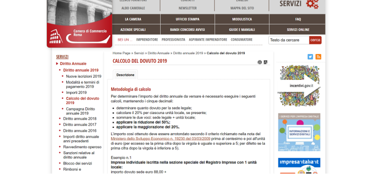 Diritto camerale Roma 2019: calcolo, scadenza e istruzioni CCIAA