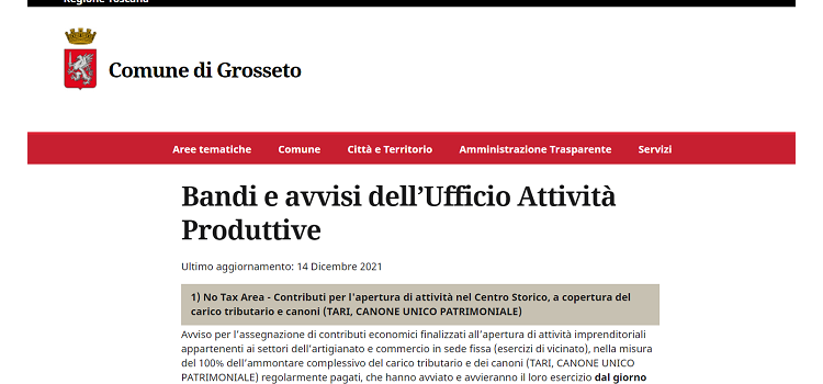 Contributi a fondo perduto Grosseto: domande entro la scadenza del 31 dicembre