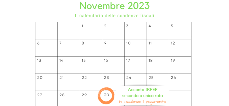 Acconto IRPEF: in scadenza il 30 novembre la seconda o unica rata