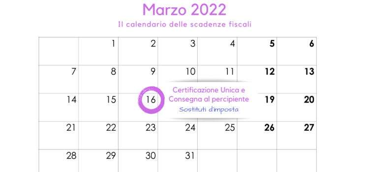Certificazione Unica: la scadenza del 16 marzo 2022 per consegna e trasmissione