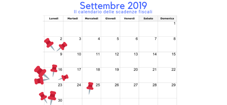 Calendario scadenze fiscali settembre 2019: si ritorna alla routine