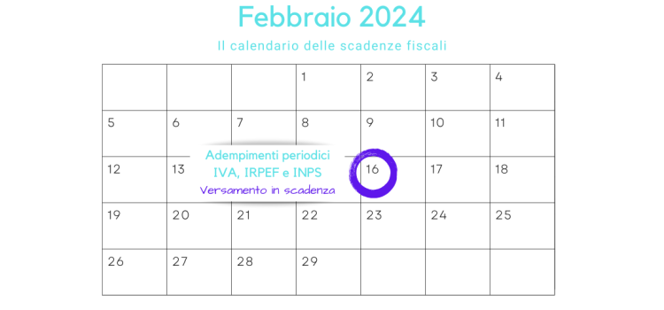 Adempimenti periodici IVA, IRPEF e INPS in scadenza il 16 febbraio 2024