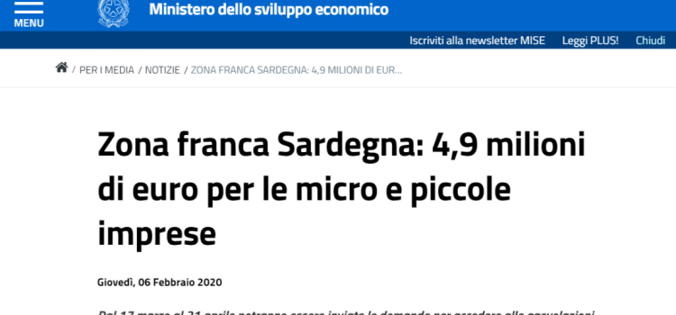 Zona franca Sardegna, 4,9 milioni per mpi: scadenza fondi 21 aprile 2020
