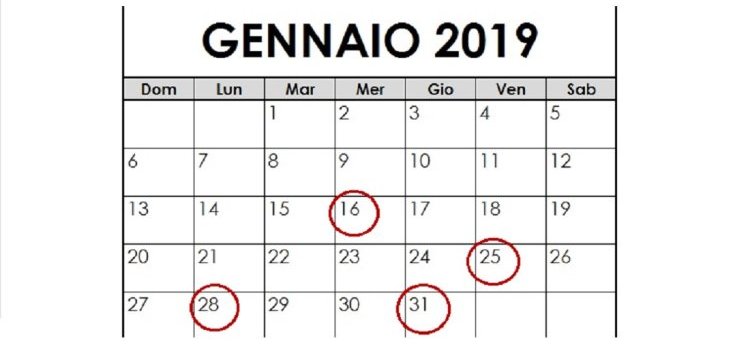 Scadenze fiscali gennaio 2019: le date da ricordare