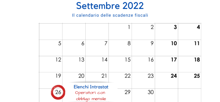 Elenchi Intrastat: scadenza per l'invio il 26 settembre 2022
