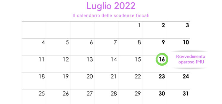 Ravvedimento breve IMU, la scadenza del 16 luglio 2022