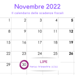 LIPE terzo trimestre 2022: la scadenza il 30 novembre 2022
