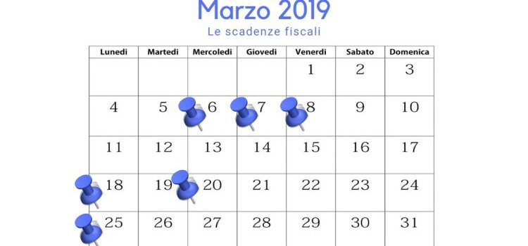 Scadenze fiscali marzo 2019: le date da segnare sul calendario