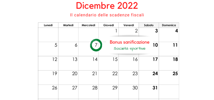 Bonus sanificazione società sportive: scadenza per la domanda il 7 dicembre 2022