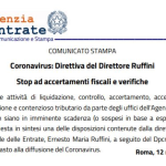 Coronavirus, sospesi controlli Agenzia delle Entrate: esclusi quelli in scadenza