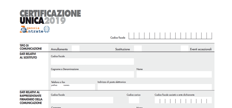 Certificazione Unica 2019: 7 marzo, scadenza per inviare i dati
