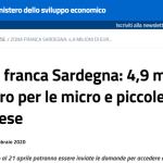 Zona franca Sardegna, 4,9 milioni per mpi: scadenza fondi 21 aprile 2020