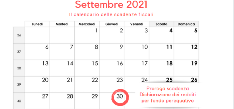 Dichiarazione dei redditi per il contributo perequativo, scadenza prorogata al 30 settembre 2021