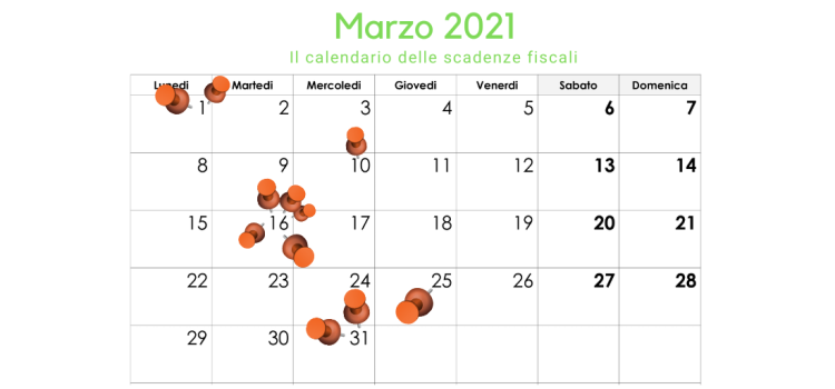 Scadenze fiscali marzo 2021: il calendario degli adempimenti del mese