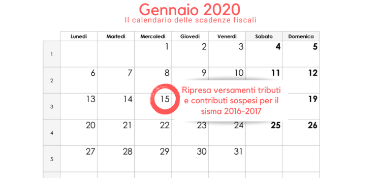 Terremoto 2016-2017, ripresa versamenti: scadenza 15 gennaio 2020