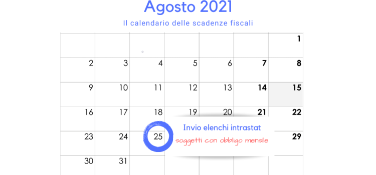 Elenchi intrastat, scadenza invio: 25 agosto 2021