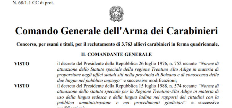 Concorso carabinieri 2023, 3.763 posti. Domanda in scadenza il 1° giugno