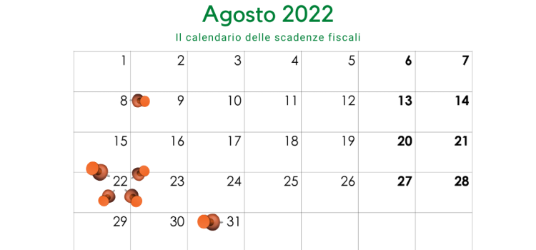 Scadenze fiscali agosto 2022, il calendario degli adempimenti del mese