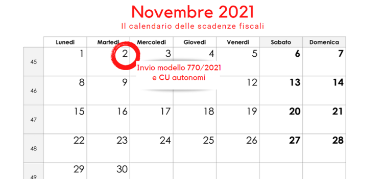 Modello 770 e Certificazione Unica autonomi, invio entro la scadenza del 2 novembre 2021