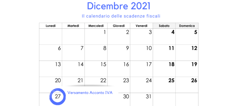Versamento acconto IVA 2021: cosa sapere sulla scadenza del 27 dicembre