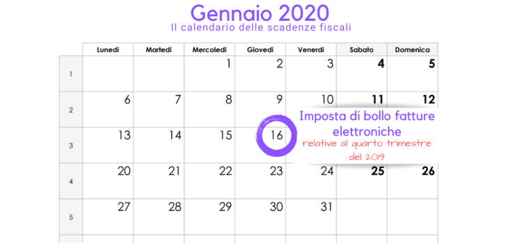 Imposta di bollo fatture elettroniche: la scadenza del 20 gennaio 2020