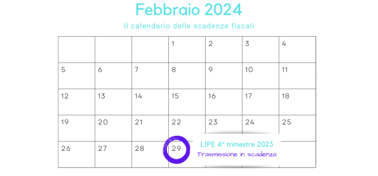 LIPE 4° trimestre: comunicazione in scadenza il 29 febbraio