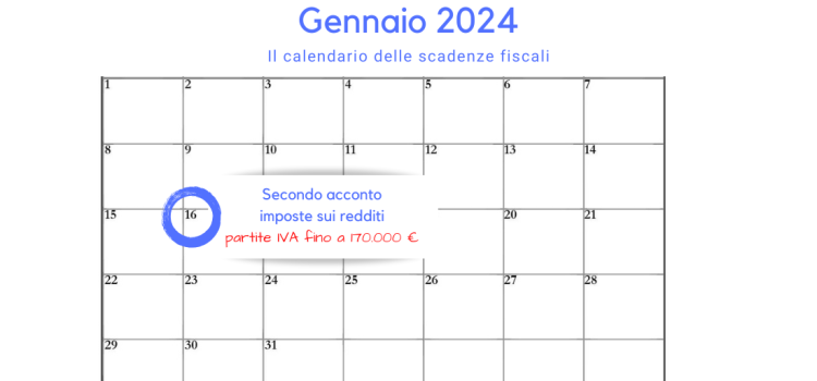 Secondo acconto imposte sui redditi partite IVA minori: la scadenza del 16 gennaio 2024 