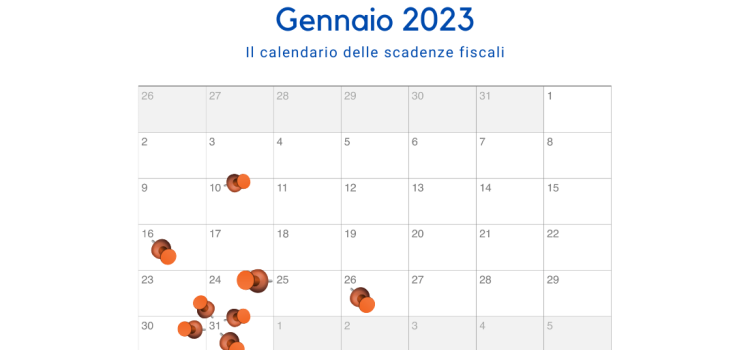 Scadenze fiscali gennaio 2023, il calendario degli adempimenti del mese