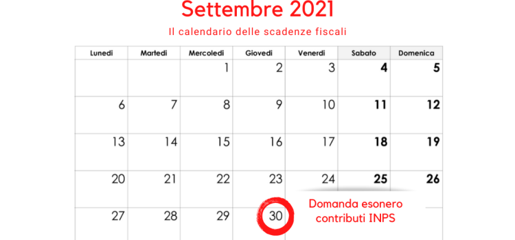 Esonero contributi INPS, la scadenza del 30 settembre 2021