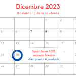 Sport bonus 2023, seconda finestra: adempimenti in scadenza il 20 dicembre