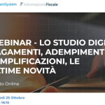 Lo studio digitale, le novità da tenere a mente: appuntamento il 25 ottobre per il webinar gratuito