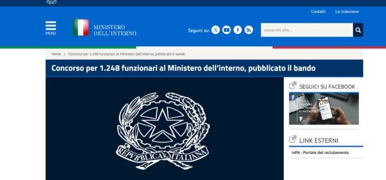 Concorso per funzionari Ministero dell'Interno 2024: domanda in scadenza l'8 luglio