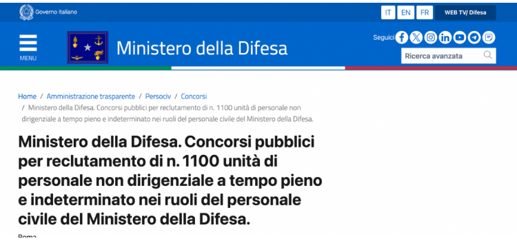 Concorso Ministero della Difesa, assistenti e funzionari: domanda in scadenza il 22 agosto