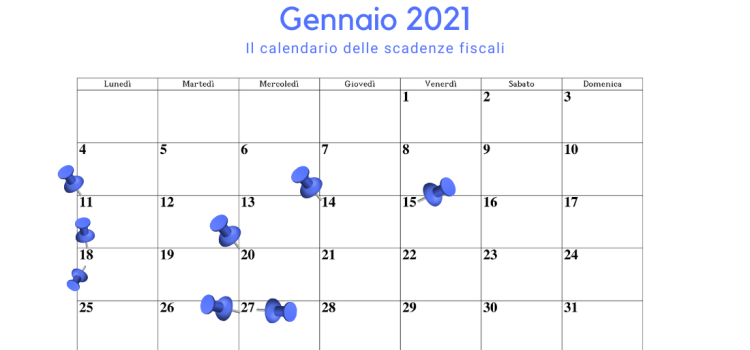 Scadenze fiscali gennaio 2021: il calendario degli adempimenti del mese