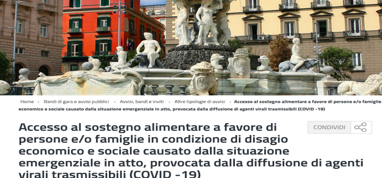 Buoni spesa Comune di Napoli: requisiti e istruzioni per l'invio della domanda