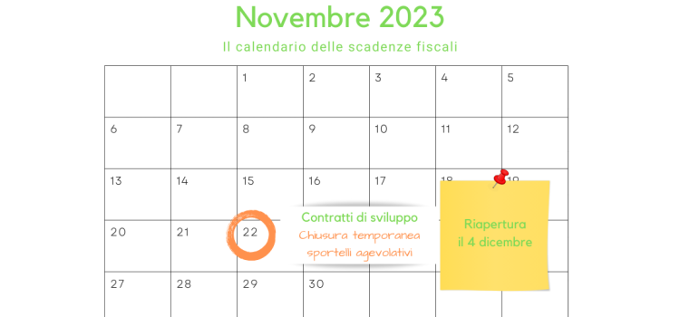 Sportelli chiusi per i contratti di sviluppo: la riapertura il 4 dicembre