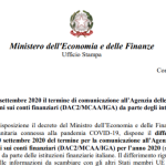 Proroga scadenza al 30 settembre: rinviata la comunicazione sui conti finanziari