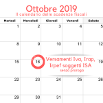 Irpef, Irap ed Iva in scadenza il 16 ottobre 2019 per i soggetti ISA