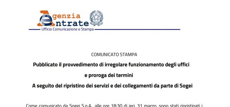 Bonus pubblicità e cessione del credito tra le scadenze prorogate per il malfunzionamento AdE