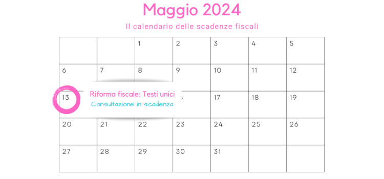 Testi unici della riforma fiscale: consultazione in scadenza oggi, 13 maggio
