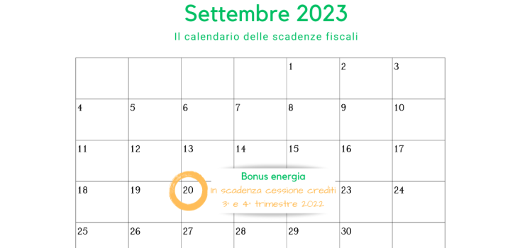 Bonus energia: comunicazione di cessione del credito 3° e 4° trimestre 2022 in scadenza il 20 settembre