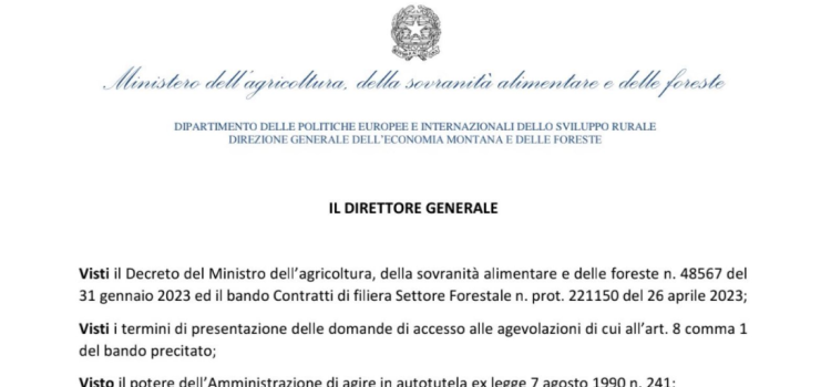 Contratti di Filiera nel settore forestale, proroga delle domande: dal 3 luglio con scadenza il 17 luglio