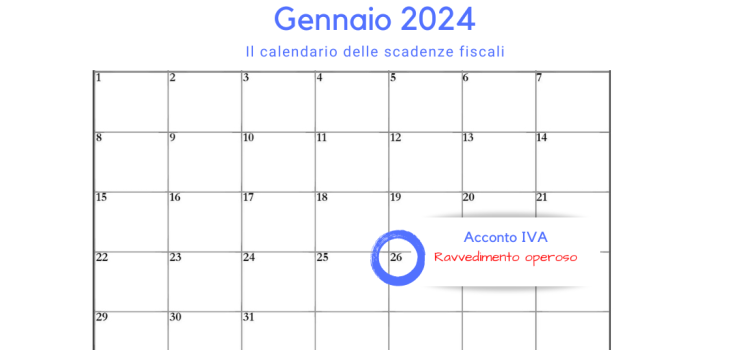 Ravvedimento acconto IVA 2023: la scadenza del 26 gennaio 2024