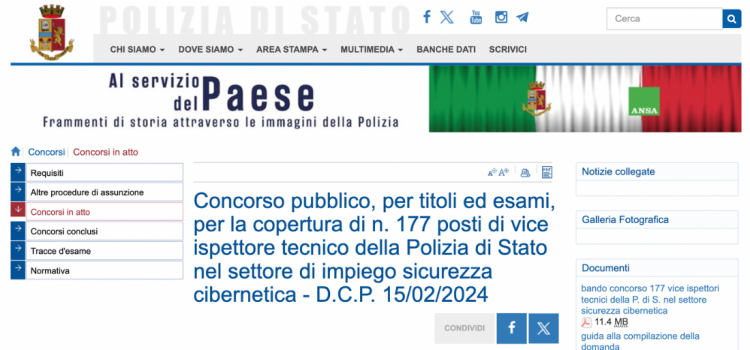 Concorso vice ispettore di Polizia, cybersecurity: domanda in scadenza il 18 marzo