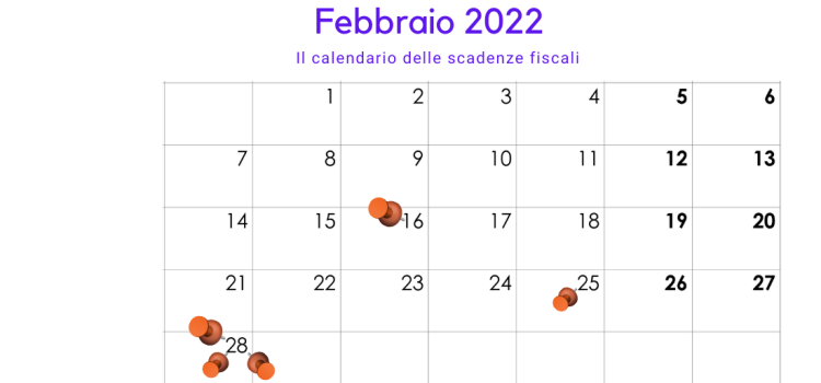 Scadenze fiscali febbraio 2022, il calendario degli adempimenti del mese