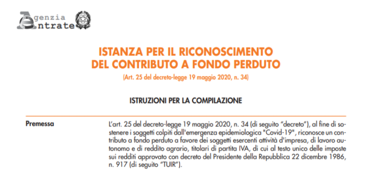 Domanda contributi a fondo perduto eredi, scadenza 24 agosto 2020