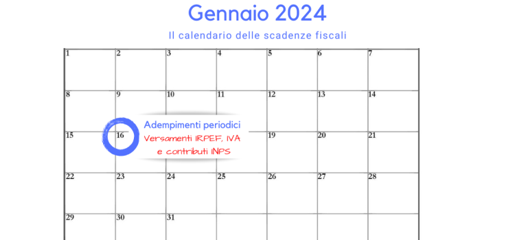 Adempimenti periodici IVA, IRPEF e INPS: la scadenza del 16 gennaio 2024